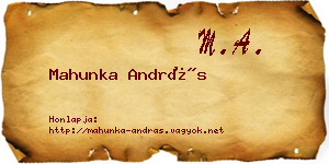 Mahunka András névjegykártya
